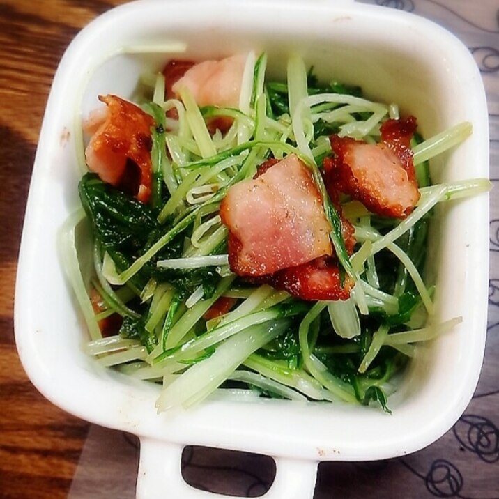 水菜使いきり!水菜とベーコン炒め
